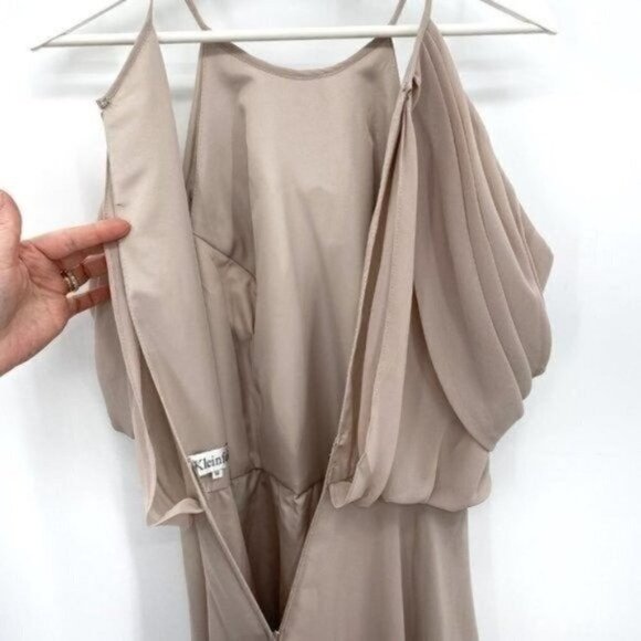 Kleinfeld Bridesmaid Cappuccino Sleeveless Chiffon Cold Shoulder 14 Maxi Dress - Picture 10 of 12